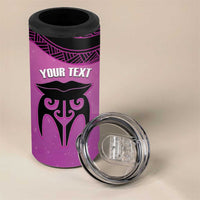 Personalised Moko Kauae New Zealand 4 in 1 Can Cooler Tumbler Maori Chin Tattoo Pink LT14 - Polynesian Pride