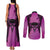 Personalised Moko Kauae New Zealand Couples Matching Tank Maxi Dress and Long Sleeve Button Shirt Maori Chin Tattoo Pink - Polynesian Pride
