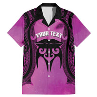 Personalised Moko Kauae New Zealand Family Matching Mermaid Dress and Hawaiian Shirt Maori Chin Tattoo Pink LT14 Dad's Shirt - Short Sleeve Pink - Polynesian Pride