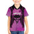 Personalised Moko Kauae New Zealand Family Matching Off The Shoulder Long Sleeve Dress and Hawaiian Shirt Maori Chin Tattoo Pink - Polynesian Pride