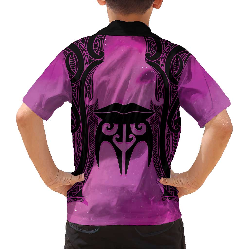 Personalised Moko Kauae New Zealand Family Matching Puletasi and Hawaiian Shirt Maori Chin Tattoo Pink LT14 - Polynesian Pride