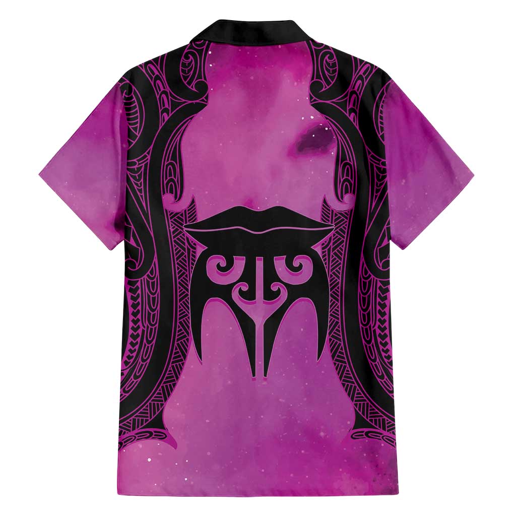 Personalised Moko Kauae New Zealand Family Matching Puletasi and Hawaiian Shirt Maori Chin Tattoo Pink LT14 - Polynesian Pride