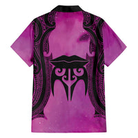 Personalised Moko Kauae New Zealand Family Matching Short Sleeve Bodycon Dress and Hawaiian Shirt Maori Chin Tattoo Pink LT14 - Polynesian Pride