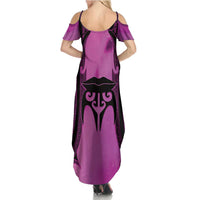 Personalised Moko Kauae New Zealand Family Matching Summer Maxi Dress and Hawaiian Shirt Maori Chin Tattoo Pink LT14 - Polynesian Pride