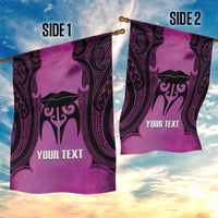 Personalised Moko Kauae New Zealand Garden Flag Maori Chin Tattoo Pink - Polynesian Pride