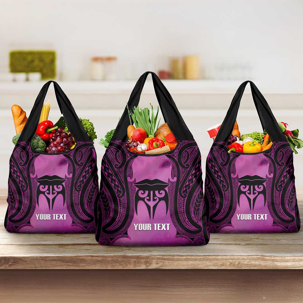 Personalised Moko Kauae New Zealand Grocery Bag Maori Chin Tattoo Pink - Polynesian Pride