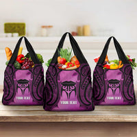 Personalised Moko Kauae New Zealand Grocery Bag Maori Chin Tattoo Pink - Polynesian Pride