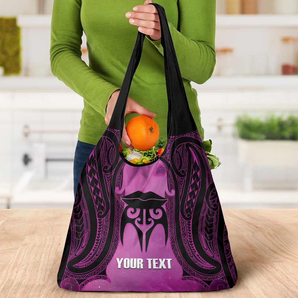 Personalised Moko Kauae New Zealand Grocery Bag Maori Chin Tattoo Pink - Polynesian Pride