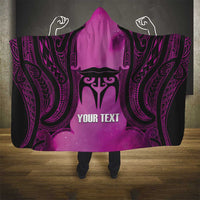 Personalised Moko Kauae New Zealand Hooded Blanket Maori Chin Tattoo Pink - Polynesian Pride