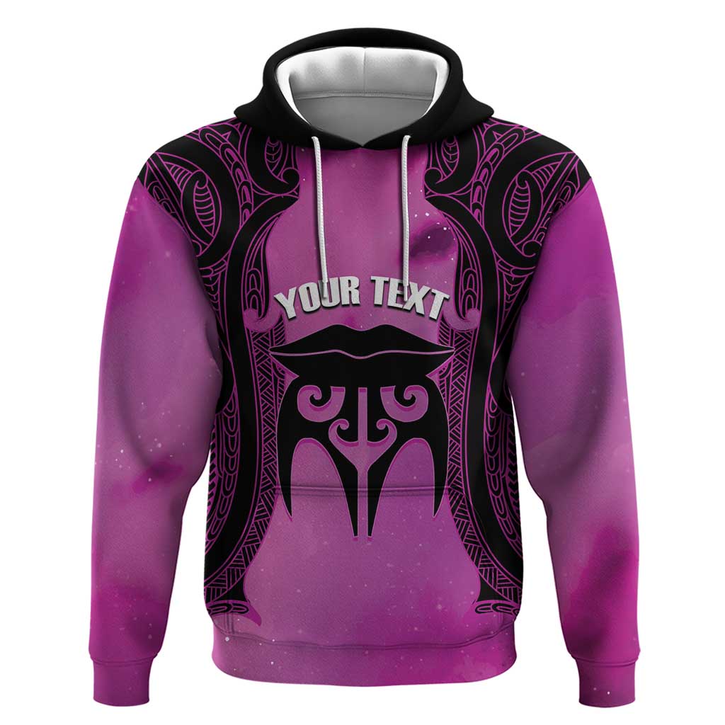 Personalised Moko Kauae New Zealand Hoodie Maori Chin Tattoo Pink - Polynesian Pride