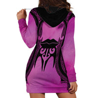 Personalised Moko Kauae New Zealand Hoodie Dress Maori Chin Tattoo Pink LT14 - Polynesian Pride