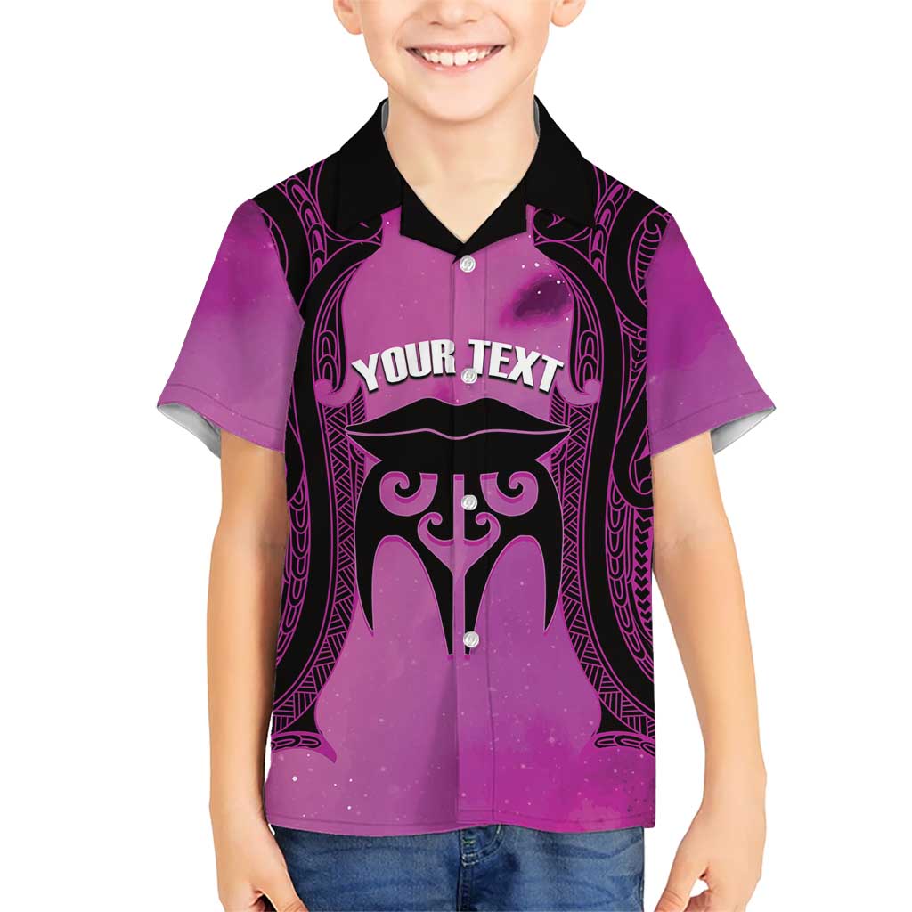 Personalised Moko Kauae New Zealand Kid Hawaiian Shirt Maori Chin Tattoo Pink LT14 Kid Pink - Polynesian Pride
