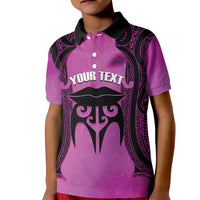 Personalised Moko Kauae New Zealand Kid Polo Shirt Maori Chin Tattoo Pink LT14 Kid Pink - Polynesian Pride