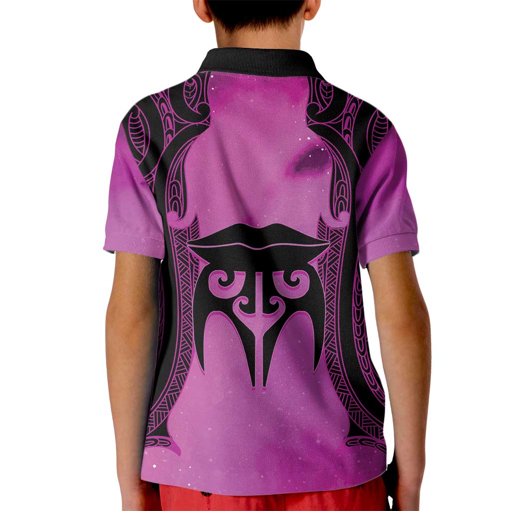 Personalised Moko Kauae New Zealand Kid Polo Shirt Maori Chin Tattoo Pink LT14 - Polynesian Pride