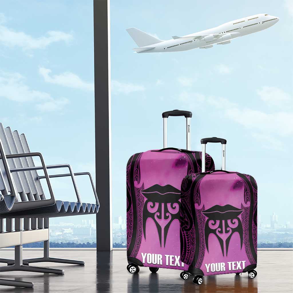 Personalised Moko Kauae New Zealand Luggage Cover Maori Chin Tattoo Pink - Polynesian Pride