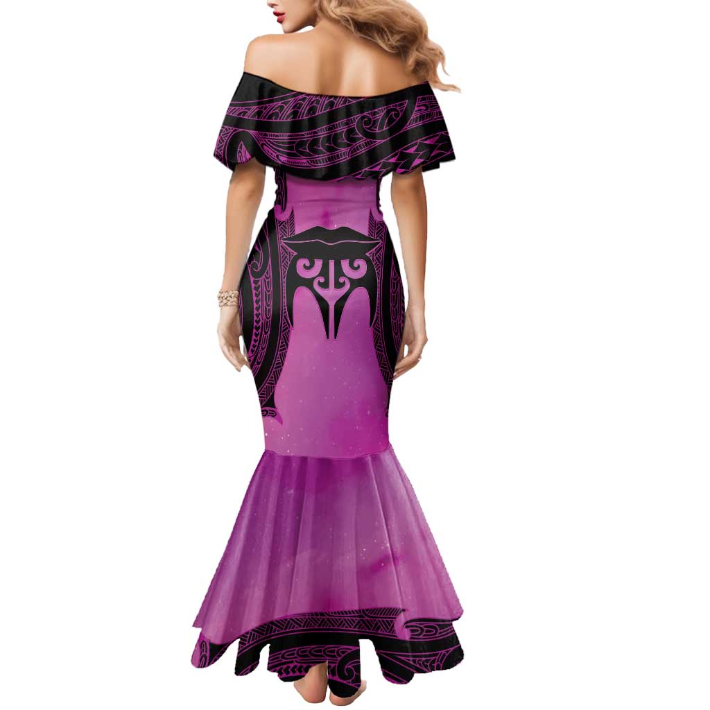 Personalised Moko Kauae New Zealand Mermaid Dress Maori Chin Tattoo Pink LT14 - Polynesian Pride