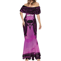 Personalised Moko Kauae New Zealand Mermaid Dress Maori Chin Tattoo Pink LT14 - Polynesian Pride