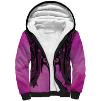 Personalised Moko Kauae New Zealand Sherpa Hoodie Maori Chin Tattoo Pink LT14 Unisex Pink - Polynesian Pride