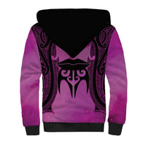 Personalised Moko Kauae New Zealand Sherpa Hoodie Maori Chin Tattoo Pink LT14 - Polynesian Pride