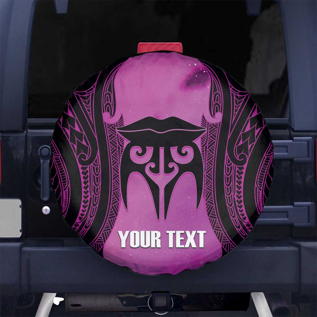 Personalised Moko Kauae New Zealand Spare Tire Cover Maori Chin Tattoo Pink LT14 No hole Pink - Polynesian Pride