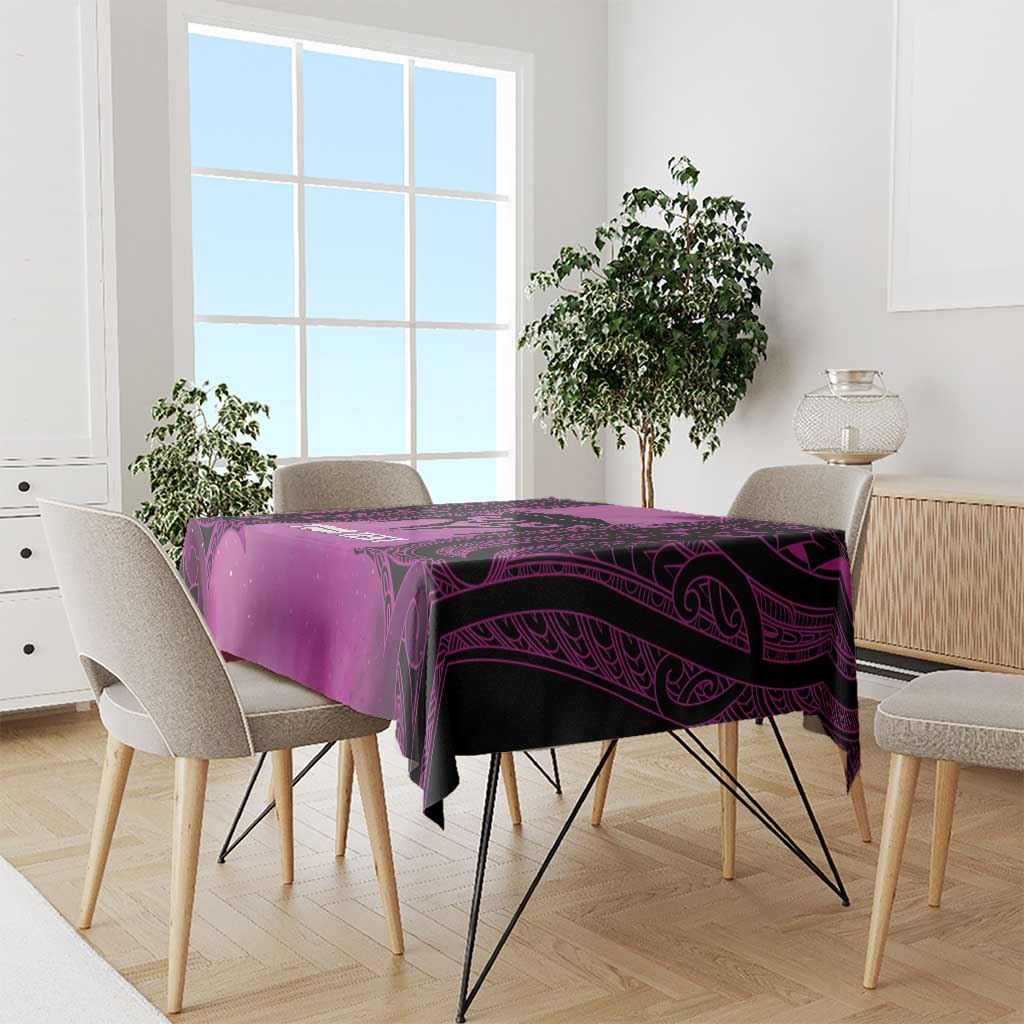 Personalised Moko Kauae New Zealand Tablecloth Maori Chin Tattoo Pink - Polynesian Pride