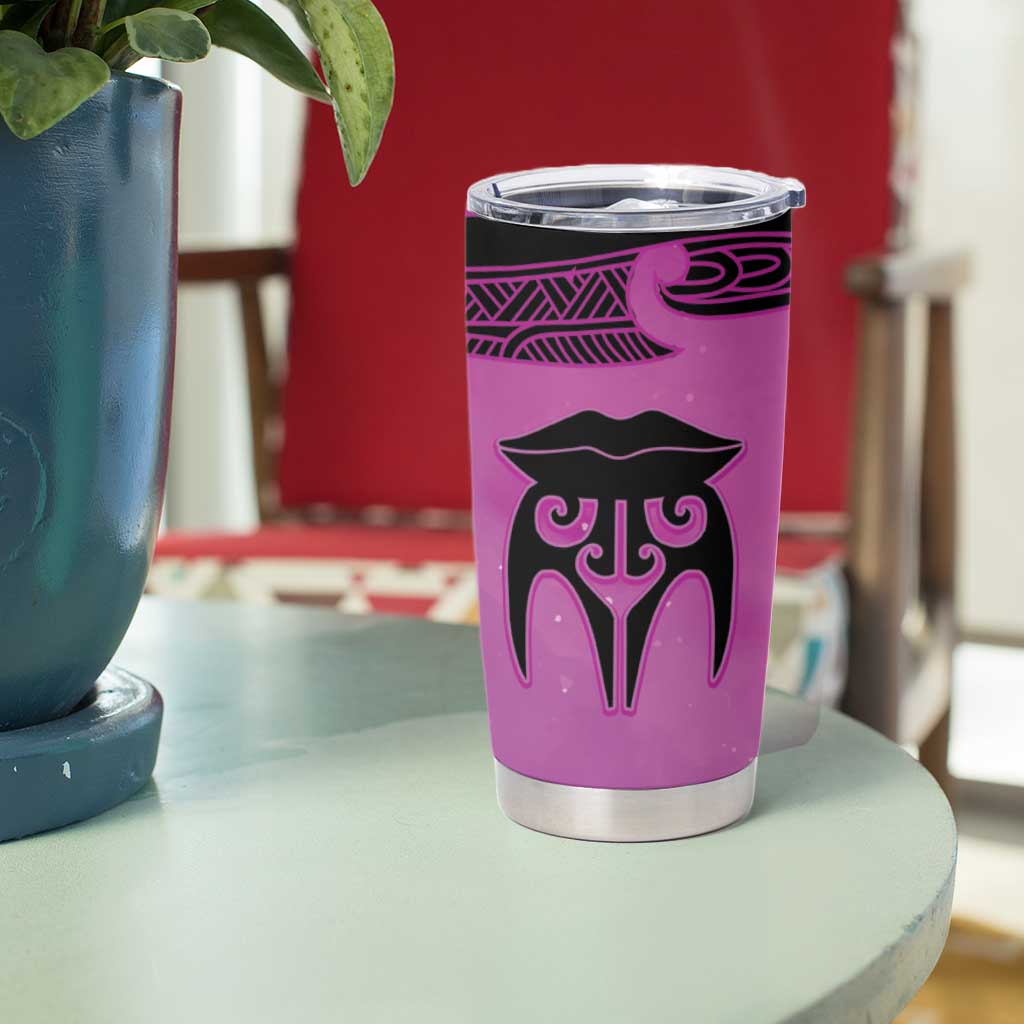 Personalised Moko Kauae New Zealand Tumbler Cup Maori Chin Tattoo Pink - Polynesian Pride