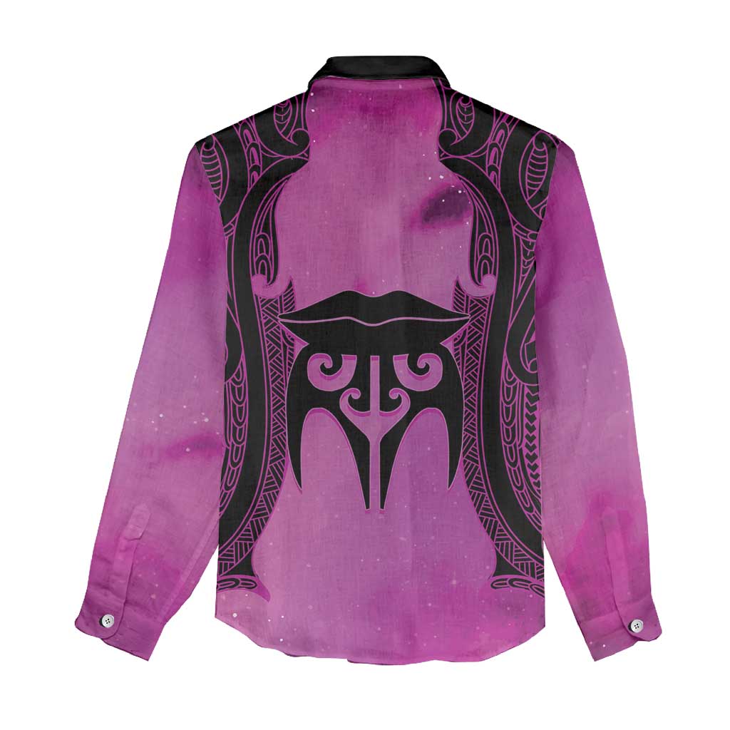 Personalised Moko Kauae New Zealand Women Casual Shirt Maori Chin Tattoo Pink LT14 - Polynesian Pride