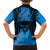 Personalised Moko Kauae New Zealand Family Matching Off The Shoulder Long Sleeve Dress and Hawaiian Shirt Maori Chin Tattoo Blue - Polynesian Pride