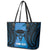 Personalised Moko Kauae New Zealand Leather Tote Bag Maori Chin Tattoo Blue - Polynesian Pride