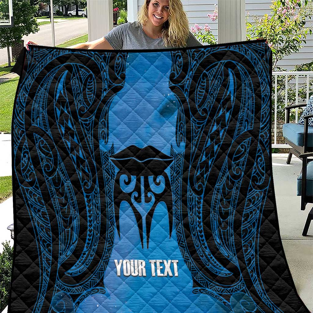 Personalised Moko Kauae New Zealand Quilt Maori Chin Tattoo Blue - Polynesian Pride