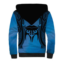 Personalised Moko Kauae New Zealand Sherpa Hoodie Maori Chin Tattoo Blue LT14 - Polynesian Pride