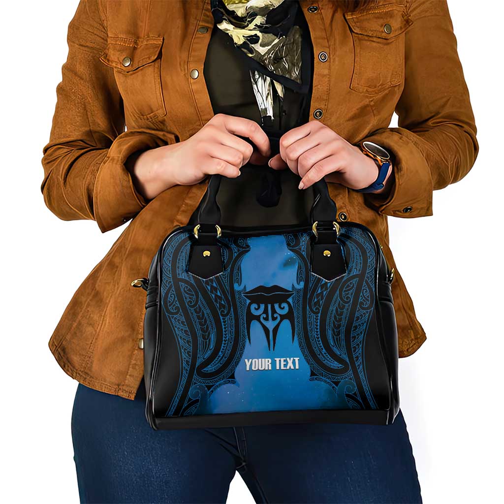 Personalised Moko Kauae New Zealand Shoulder Handbag Maori Chin Tattoo Blue - Polynesian Pride