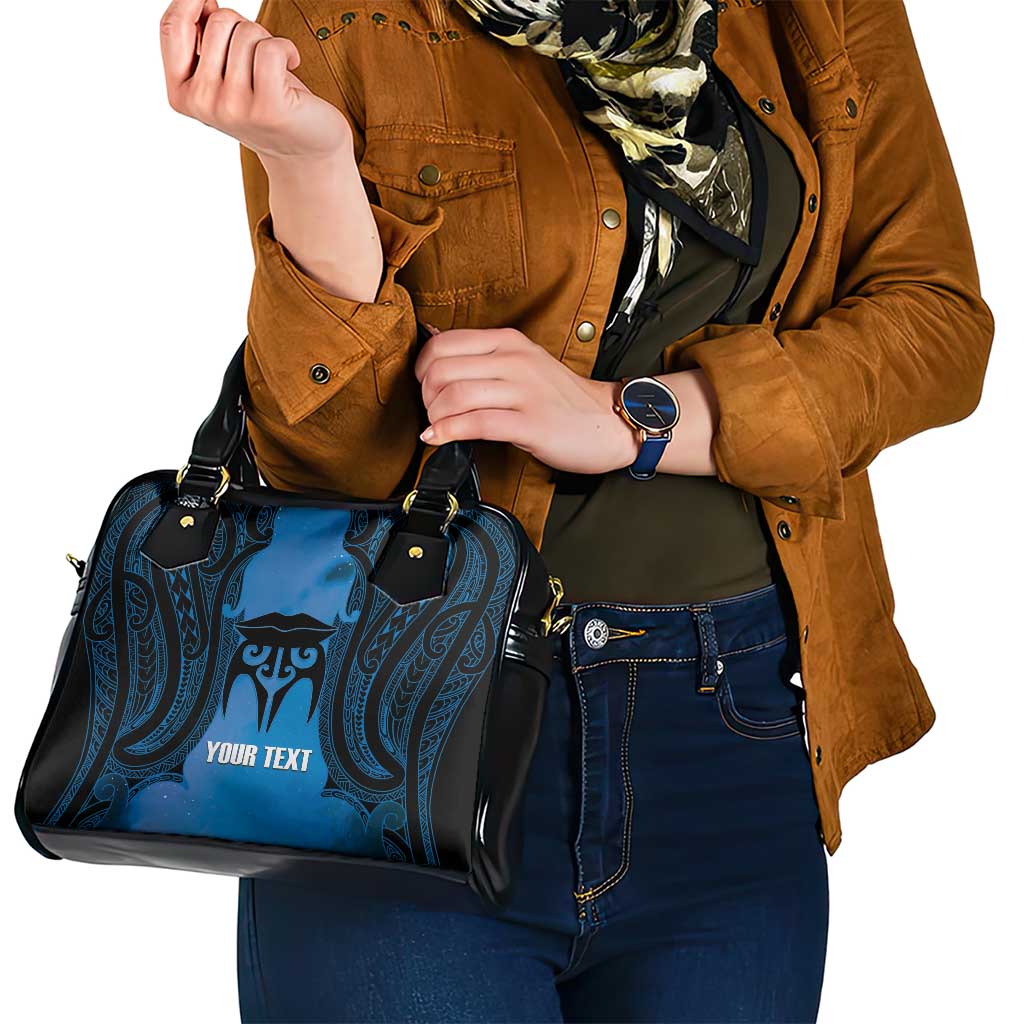 Personalised Moko Kauae New Zealand Shoulder Handbag Maori Chin Tattoo Blue - Polynesian Pride