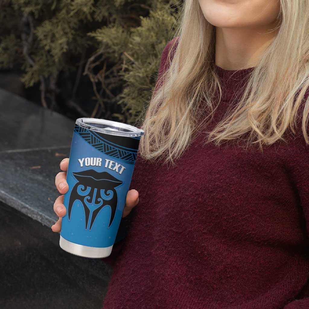 Personalised Moko Kauae New Zealand Tumbler Cup Maori Chin Tattoo Blue - Polynesian Pride