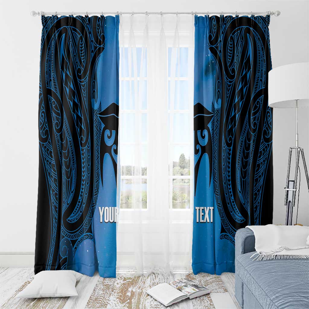 Personalised Moko Kauae New Zealand Window Curtain Maori Chin Tattoo Blue - Polynesian Pride