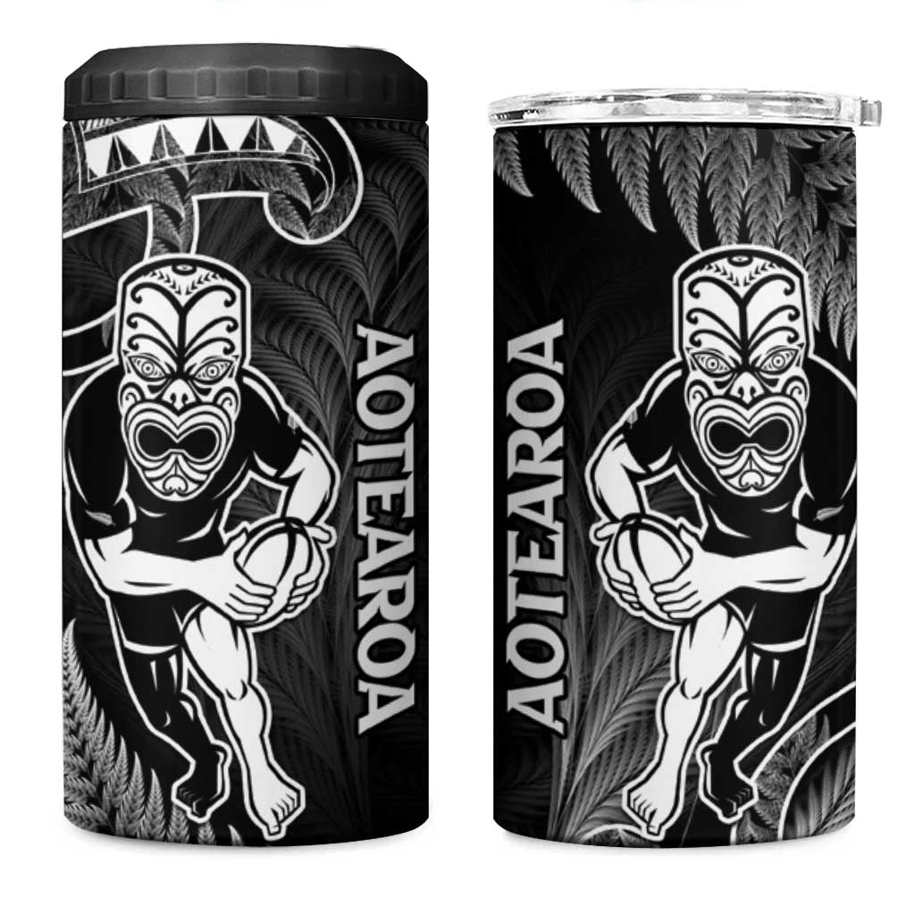 New Zealand Silver Fern Rugby 4 in 1 Can Cooler Tumbler All Black Koru Maori LT14 One Size: 16 oz Black - Polynesian Pride