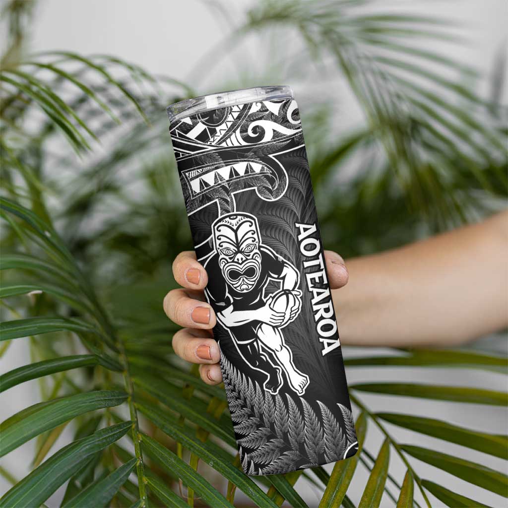 New Zealand Silver Fern Rugby Skinny Tumbler All Black Koru Maori LT14 - Polynesian Pride