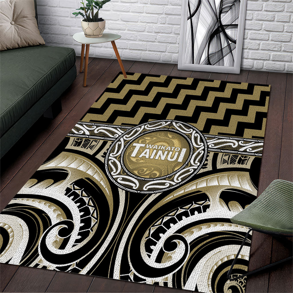 Aotearoa Waikato Tainui Area Rug Maori Iwi Poutama Puhoro Tattoo LT14 Old Yellow - Polynesian Pride