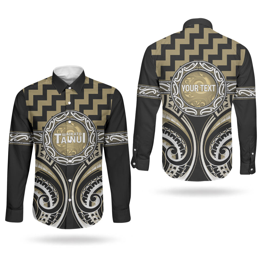 Aotearoa Waikato Tainui Personalised Couples Matching Tank Maxi Dress and Long Sleeve Button Shirt Maori Iwi Poutama Puhoro Tattoo LT14 - Polynesian Pride