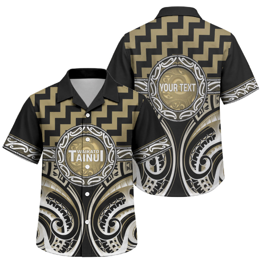 Aotearoa Waikato Tainui Personalised Family Matching Summer Maxi Dress and Hawaiian Shirt Maori Iwi Poutama Puhoro Tattoo LT14 Son's Shirt Old Yellow - Polynesian Pride