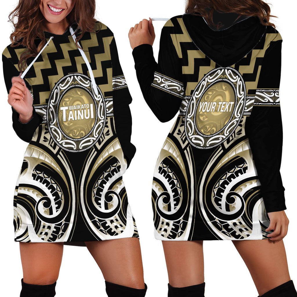 Aotearoa Waikato Tainui Personalised Hoodie Dress Maori Iwi Poutama Puhoro Tattoo LT14 - Polynesian Pride