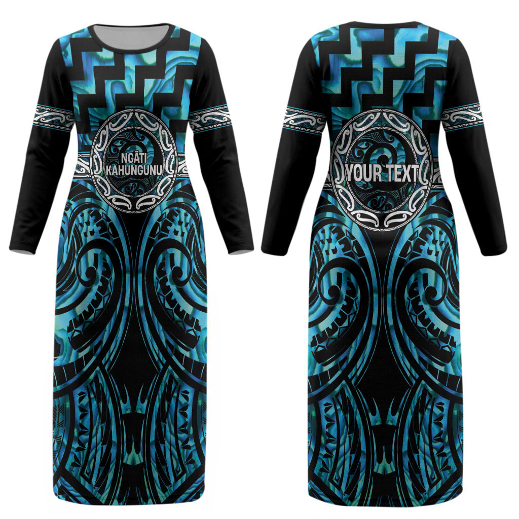 Aotearoa Ngati Kahungunu Personalised Couples Matching Long Sleeve Bodycon Dress and Hawaiian Shirt Maori Iwi Poutama Puhoro Tattoo LT14 - Polynesian Pride
