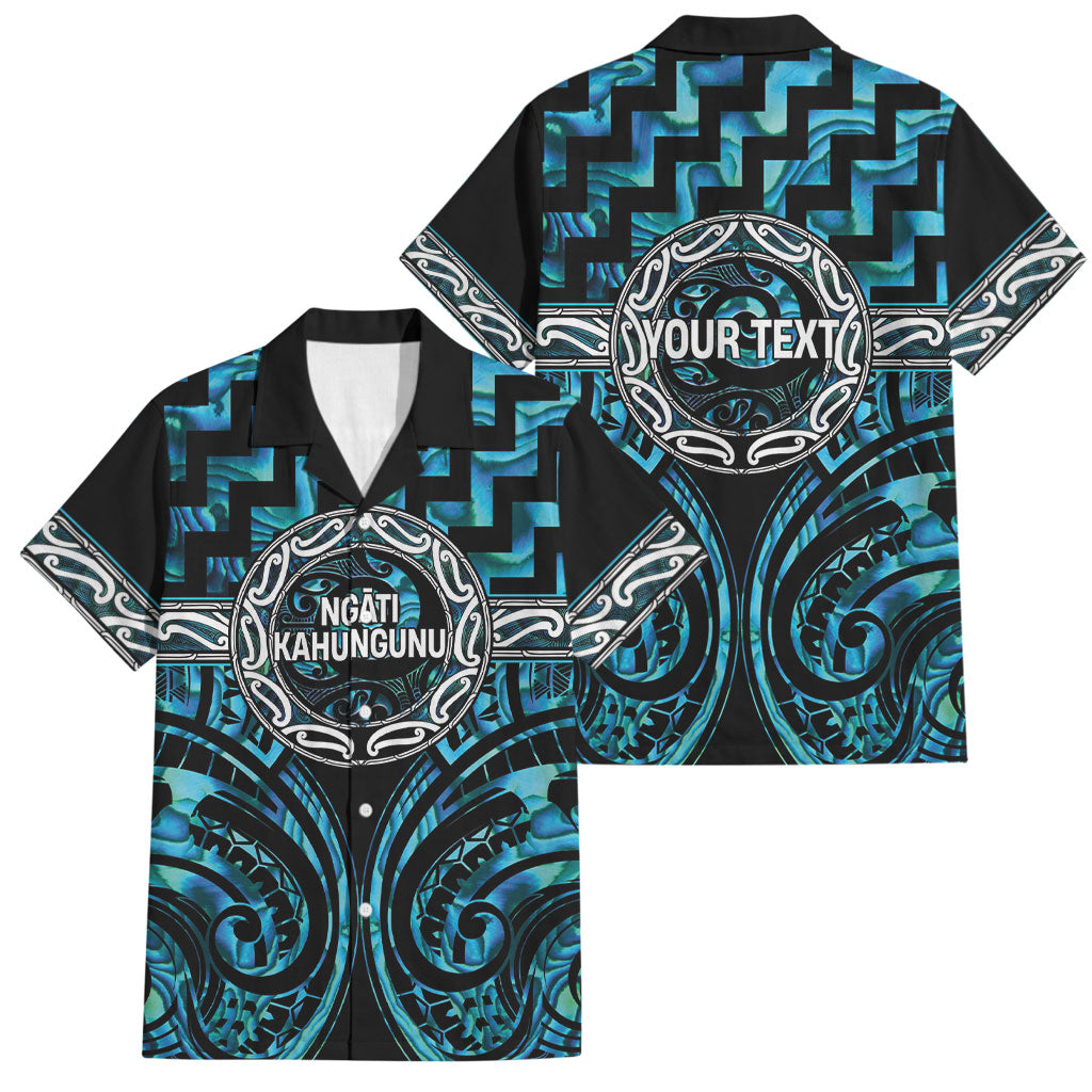 Aotearoa Ngati Kahungunu Personalised Family Matching Puletasi and Hawaiian Shirt Maori Iwi Poutama Puhoro Tattoo LT14 Dad's Shirt - Short Sleeve Turquoise - Polynesian Pride