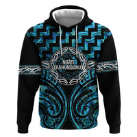 Aotearoa Ngati Kahungunu Personalised Hoodie Maori Iwi Poutama Puhoro Tattoo LT14 Pullover Hoodie Turquoise - Polynesian Pride