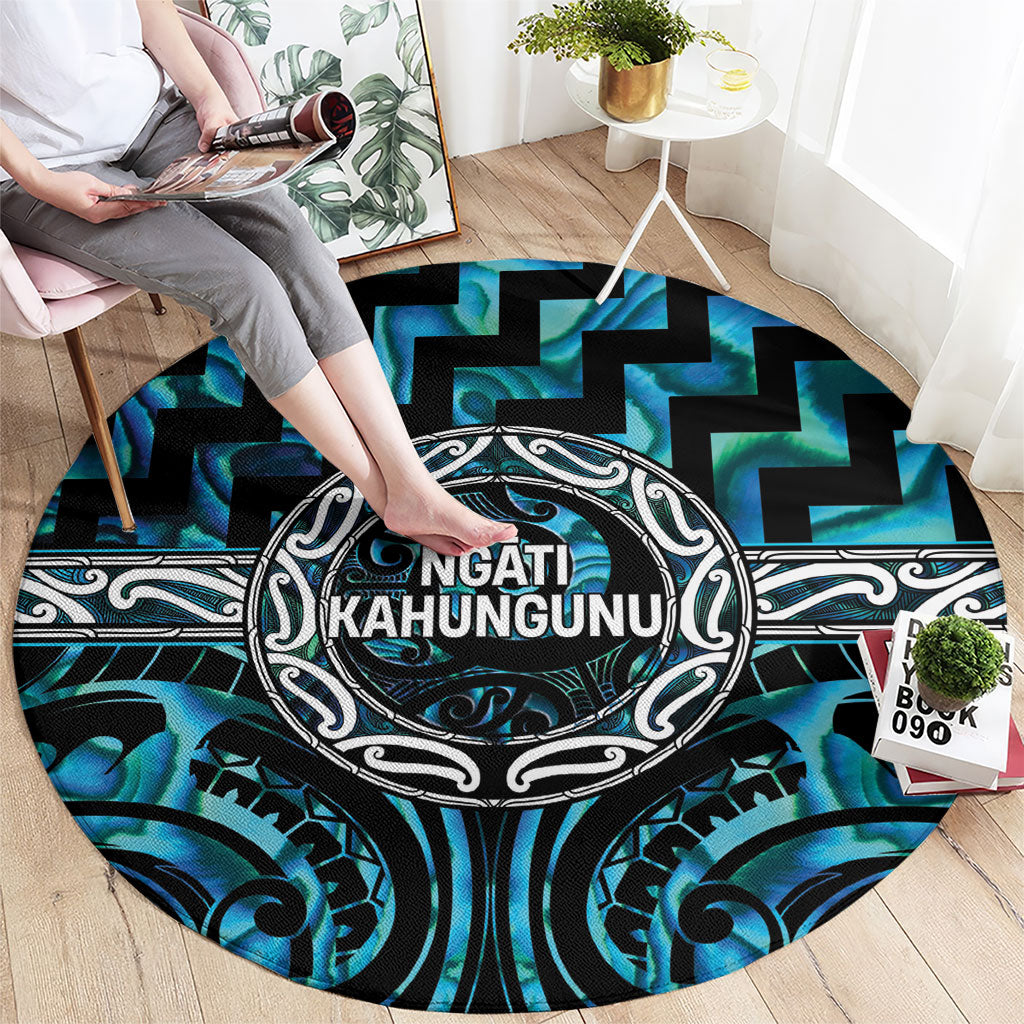 Aotearoa Ngati Kahungunu Round Carpet Maori Iwi Poutama Puhoro Tattoo LT14 - Polynesian Pride