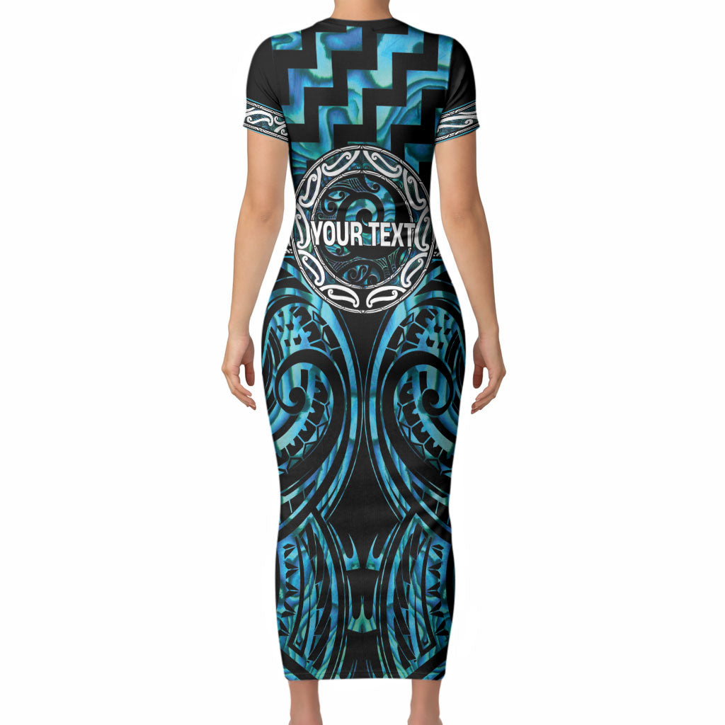 Aotearoa Ngati Kahungunu Personalised Short Sleeve Bodycon Dress Maori Iwi Poutama Puhoro Tattoo LT14 - Polynesian Pride
