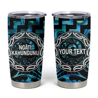 Aotearoa Ngati Kahungunu Personalised Tumbler Cup Maori Iwi Poutama Puhoro Tattoo LT14 Turquoise - Polynesian Pride