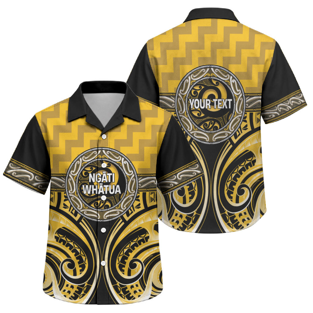 Aotearoa Ngati Whatua Personalised Family Matching Off Shoulder Short Dress and Hawaiian Shirt Maori Iwi Poutama Puhoro Tattoo LT14 Son's Shirt Yellow - Polynesian Pride