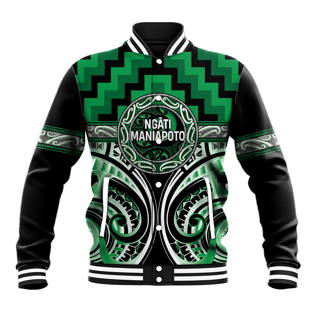 Aotearoa Ngati Maniapoto Personalised Baseball Jacket Maori Iwi Poutama Puhoro Tattoo LT14 Unisex Green - Polynesian Pride