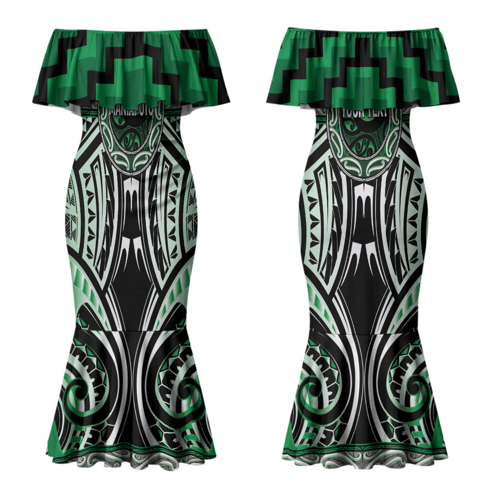 Aotearoa Ngati Maniapoto Personalised Couples Matching Mermaid Dress and Hawaiian Shirt Maori Iwi Poutama Puhoro Tattoo LT14 - Polynesian Pride